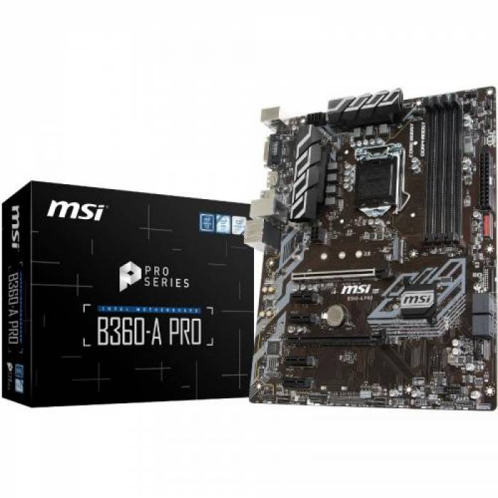 Placa de baza MSI B360-A PRO, Intel B360, Socket 1151 v2, ATX