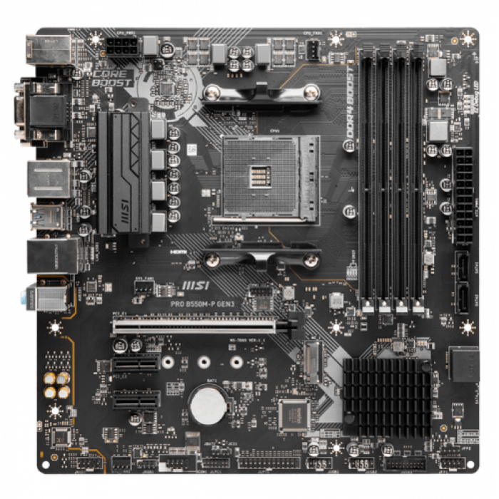 Placa de baza MSI PRO B550M-P GEN3, AMD B550, Socket AM4, mATX