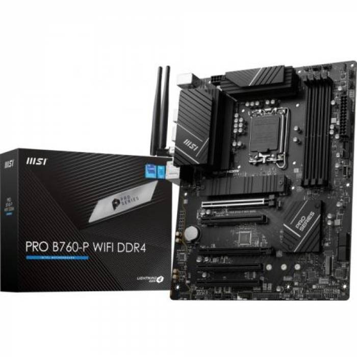 Placa de baza MSI PRO B760-P WiFi DDR4, Intel B760, Socket 1700, ATX