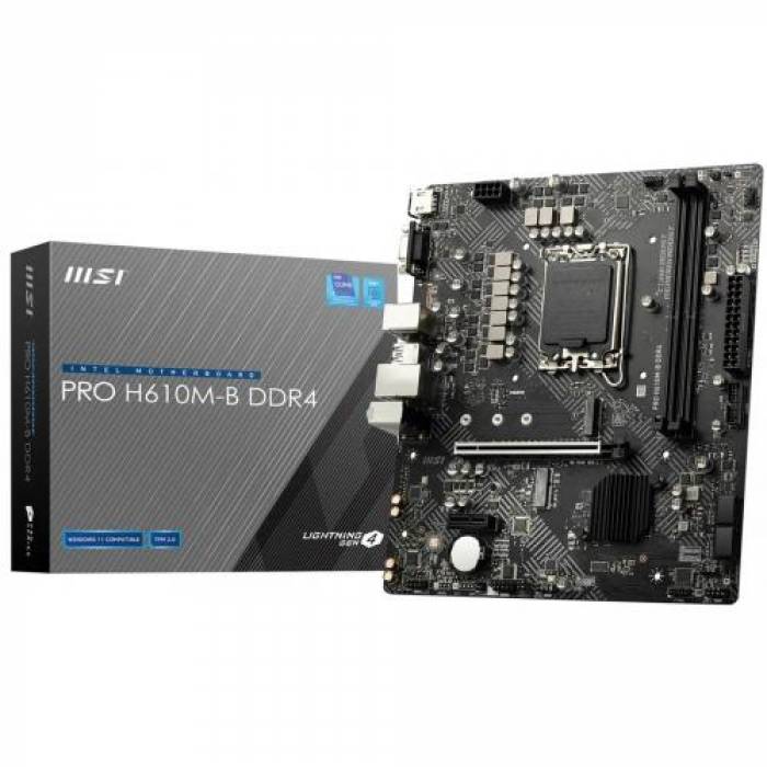 Placa de baza MSI PRO H610M-B DDR4, Intel H610, socket 1700, mATX