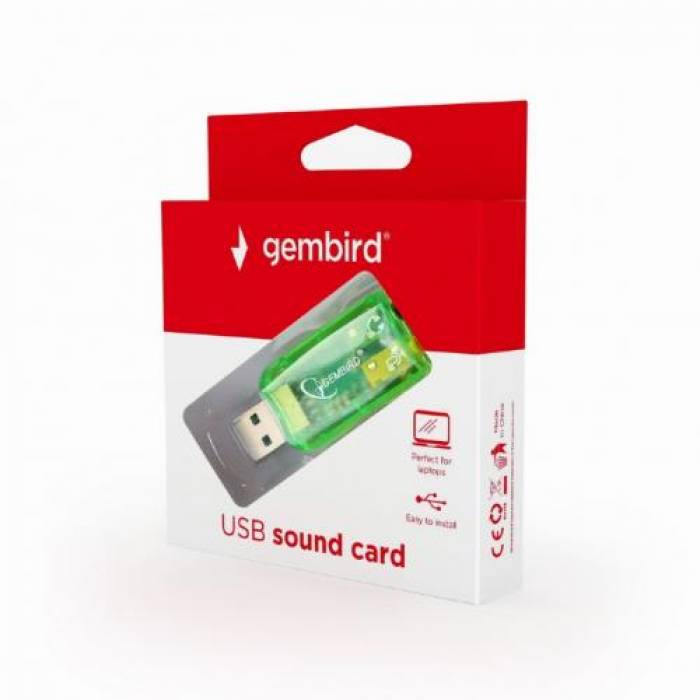 Placa de sunet Gembird Virtus, USB, Green