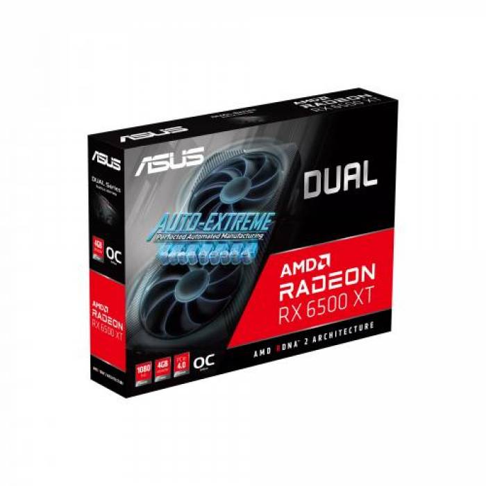 Placa video Asus AMD Radeon RX 6500 XT DUAL OC 4GB, GDDR6, 64bit