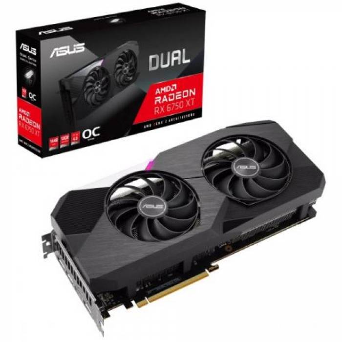 Placa video ASUS AMD Radeon RX 6750 XT Dual OC 12GB, GDDR6, 192bit