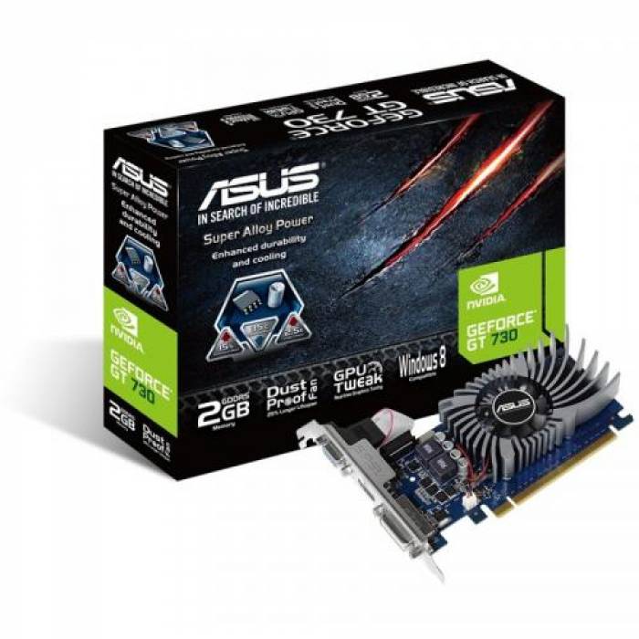 Placa video Asus nVidia GeForce GT 730 2GB, DDR5, 64bit, Low Profile