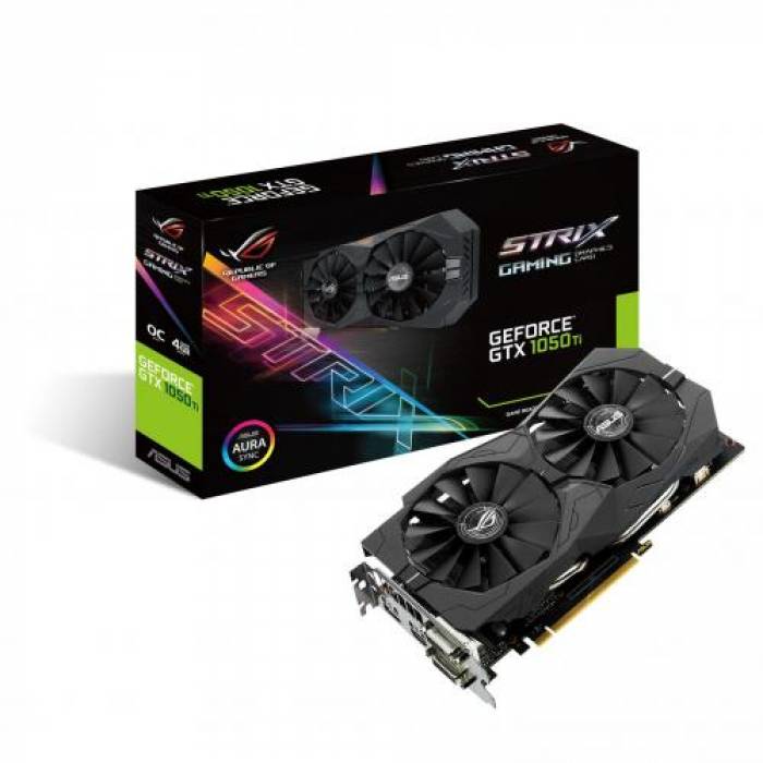 Placa video Asus nVidia GeForce GTX 1050 Ti STRIX GAMING O4G 4GB, DDR5, 128bit