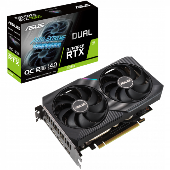 Placa video ASUS nVidia GeForce RTX 3060 Dual OC LHR 12GB, GDDR6, 192bit Placa video ASUS nVidia GeForce RTX 3060 Dual OC LHR 12GB, GDDR6, 192bit