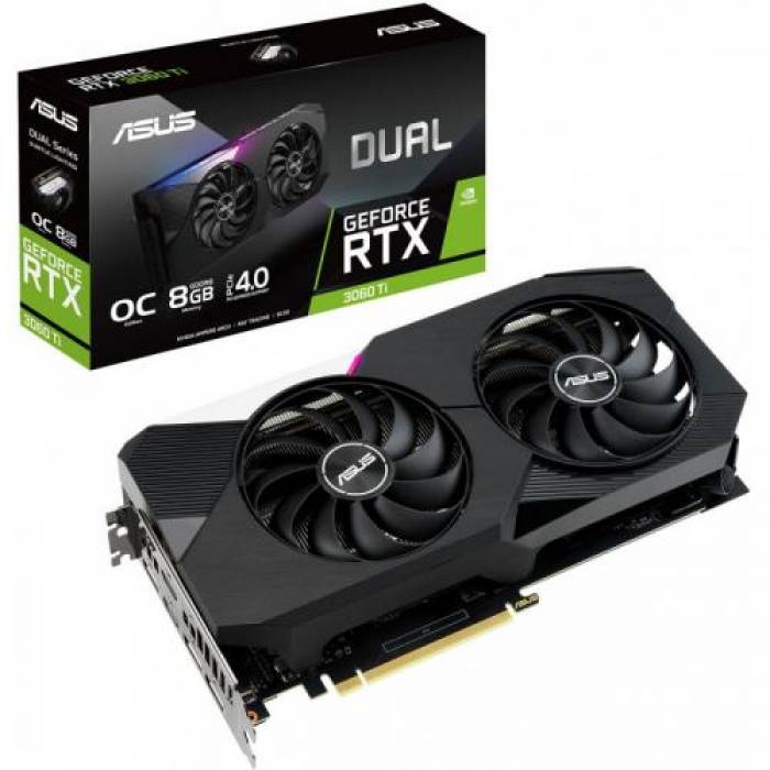 Placa video ASUS nVidia GeForce RTX 3060 Ti DUAL O8G 8GB, GDDR6, 256bit