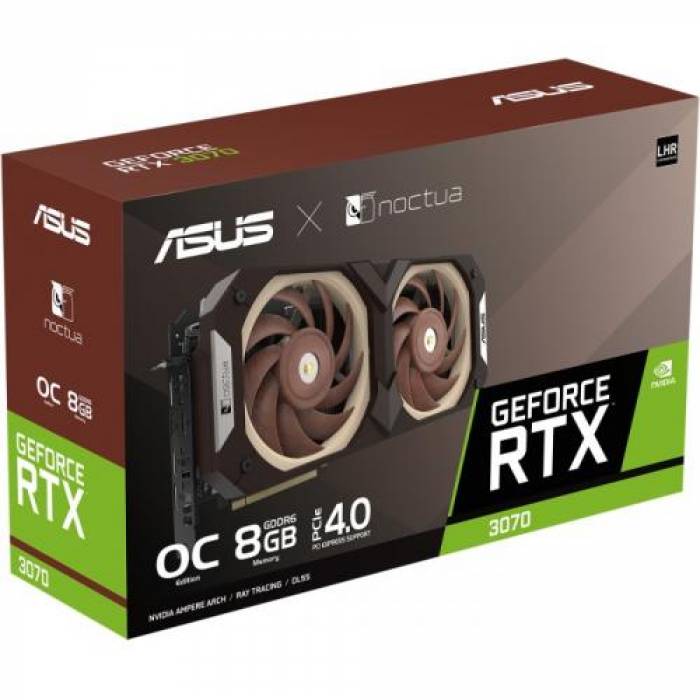 Placa video ASUS nVidia GeForce RTX 3070 Noctua Edition OC LHR 8GB, GDDR6, 256bit