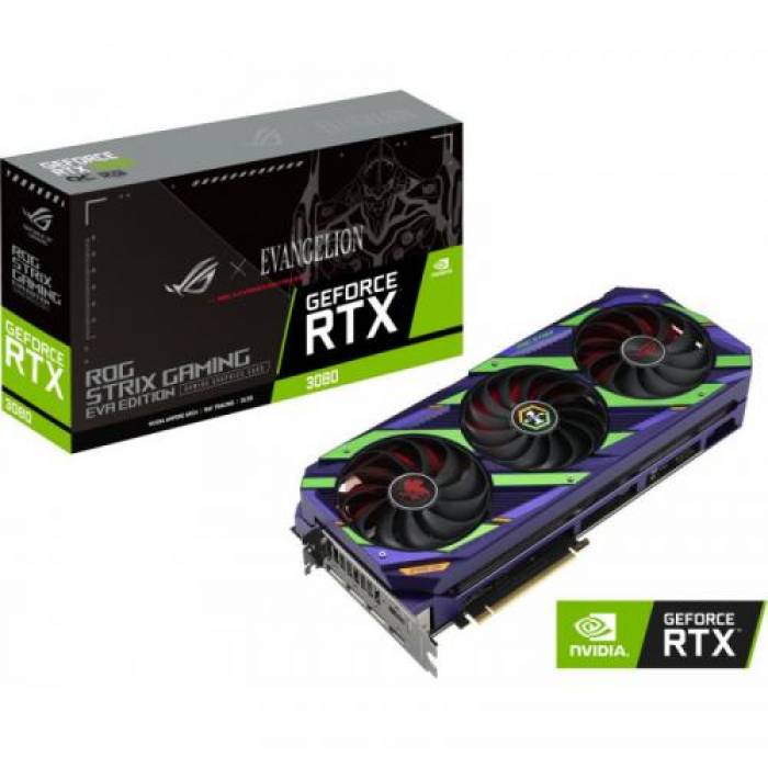 Placa video ASUS nVidia GeForce RTX 3080 ROG STRIX OC GAMING EVA EDITION LHR 12GB, GDDR6X, 384bit