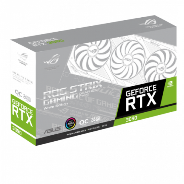 Placa video ASUS nVidia GeForce RTX 3090 ROG STRIX WHITE OC 24GB, GDDR6X, 384bit