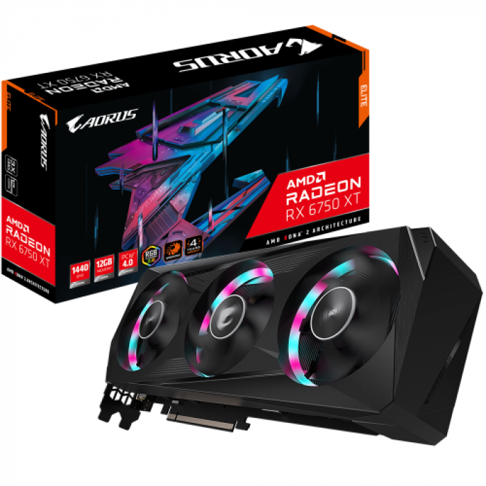 Placa video Gigabyte AORUS AMD Radeon RX 6750 XT ELITE 12GB, GDDR6, 1‎92bit