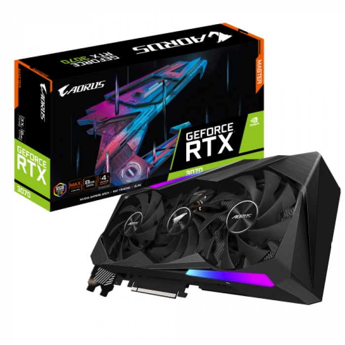 Placa video Gigabyte AORUS nVidia GeForce RTX 3070 MASTER LHR 8GB, GDDR6, 256bit