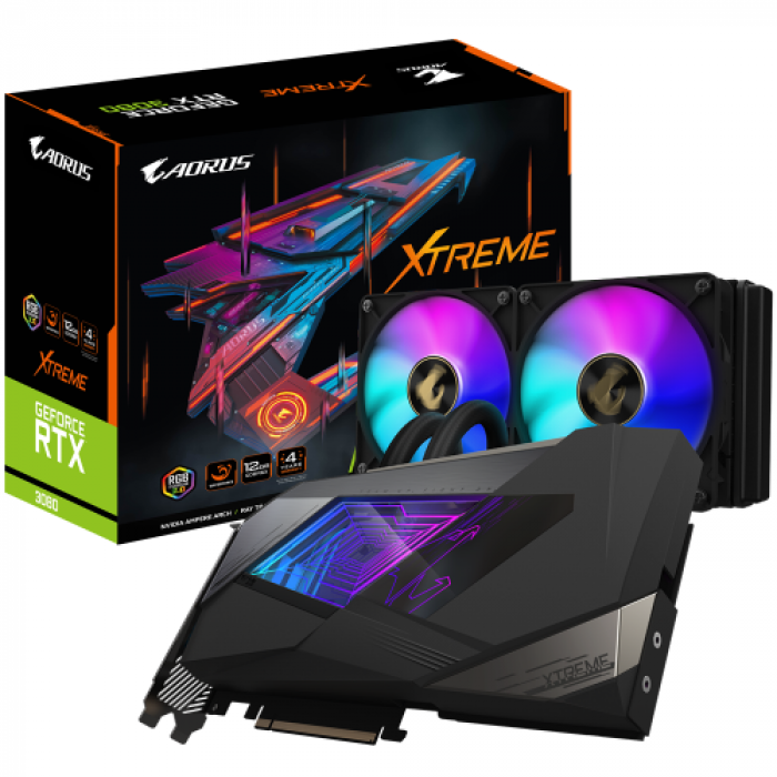 Placa video Gigabyte AORUS nVidia GeForce RTX 3080 XTREME WATERFORCE 12GB, GDDR6X, 384bit