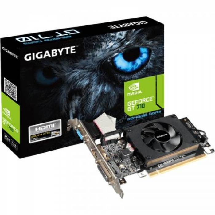 Placa video Gigabyte nVidia GeForce GT 710 Low Profile 2GB, GDDR3, 64bit