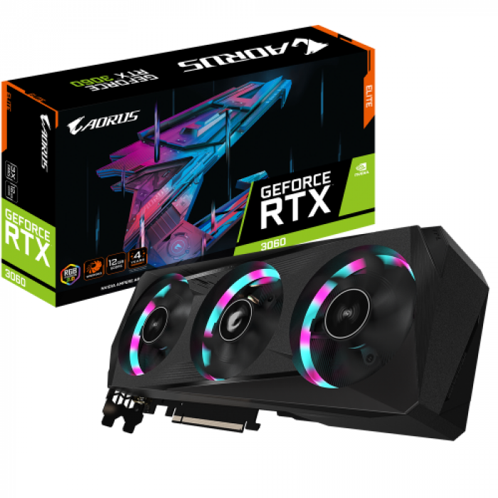 Placa video GIGABYTE nVidia GeForce RTX 3060 AORUS ELITE LHR 12GB, GDDR6, 192bit