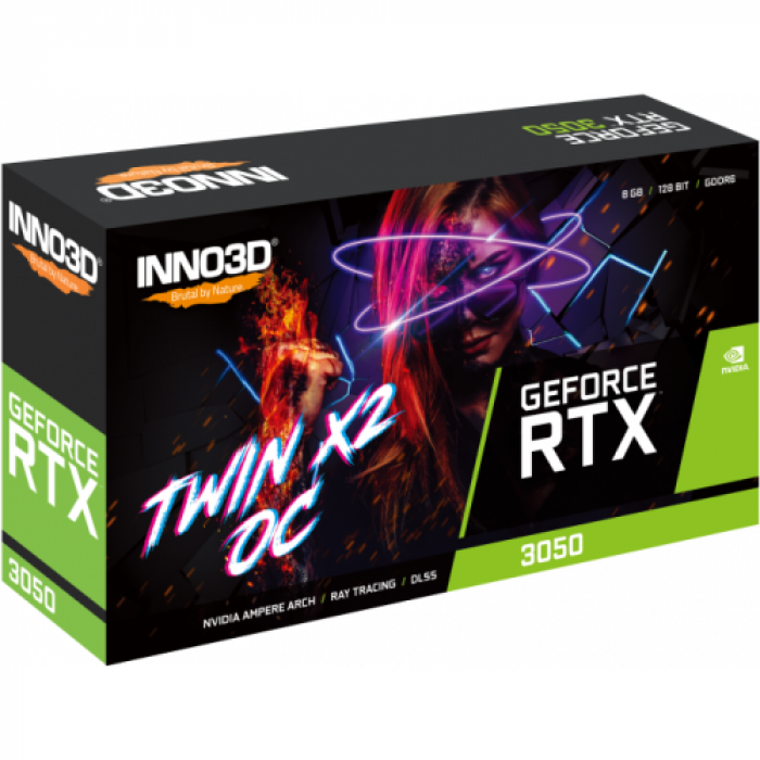 Placa video Inno3D nVidia GeForce RTX 3050 Twin X2 OC 8GB, GDDR6, 128bit