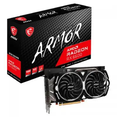 Placa video MSI AMD Radeon RX 6600 ARMOR 8GB, GDDR6, 128bit + Mouse Optic MSI Clutch GM11, Black