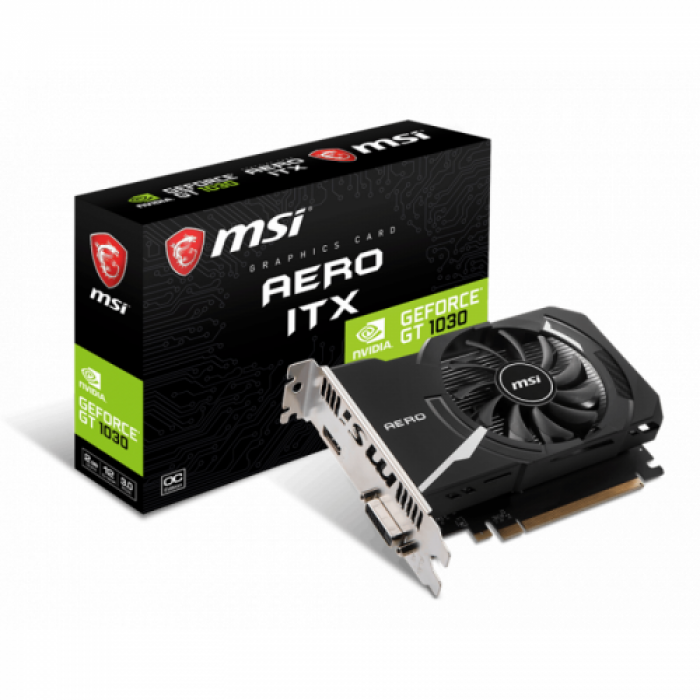 Placa video MSI nVidia GeForce GT 1030 AERO ITX OC 2GB, DDR4, 64bit