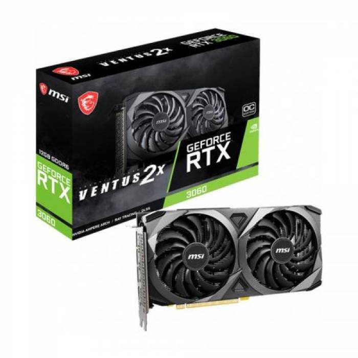 Placa video MSI nVidia GeForce RTX 3060 Ventus 2X OC 12GB, GDDR6, 192bit