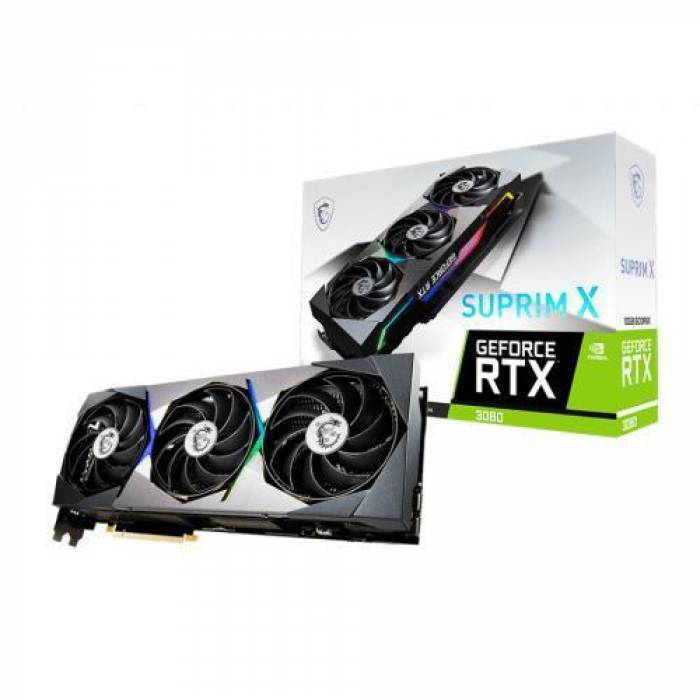 Placa video MSI nVidia GeForce RTX 3080 SUPRIM X LHR 10GB, GDDR6X, 320bit + Casti cu microfon MSI IMMERSE GH20, Black