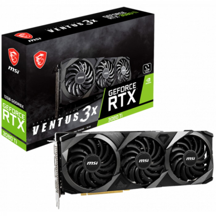 Placa video MSI nVidia GeForce RTX 3080 Ti VENTUS 3X 12GB, GDDR6X, 384bit + Casti cu microfon MSI IMMERSE GH20, Black Placa video MSI nVidia GeForce RTX 3080 Ti VENTUS 3X 12GB, GDDR6X, 384bit + Casti cu microfon MSI IMMERSE GH20, Black