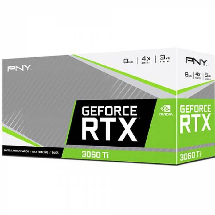 Placa video PNY nVidia GeForce RTX 3060 Ti Verto Dual Fan LHR 8GB, GDDR6, 256bit