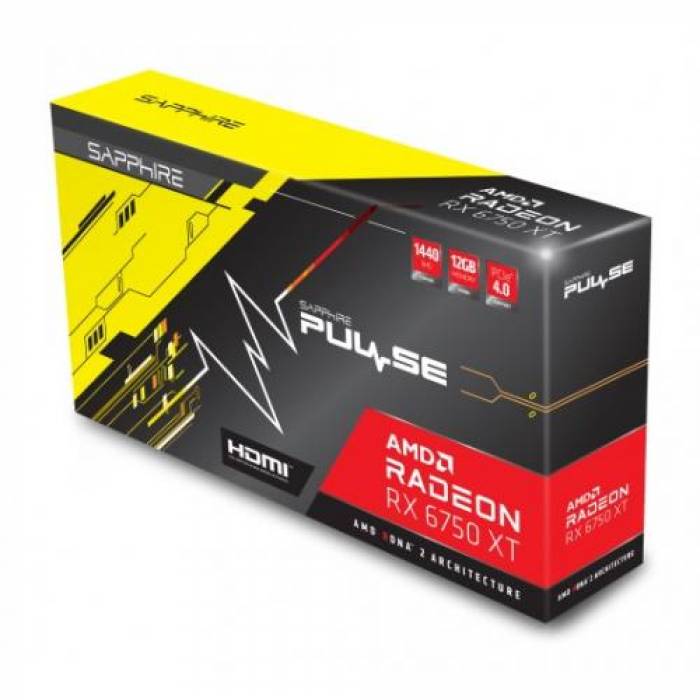 Placa video Sapphire AMD Radeon RX 6750 XT PULSE 12GB, GDDR6, 1‎92bit