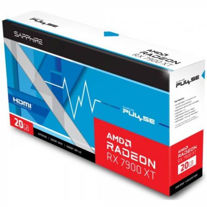 Placa video Sapphire AMD Radeon RX 7900 XT PULSE 20GB, GDDR6, 320bit