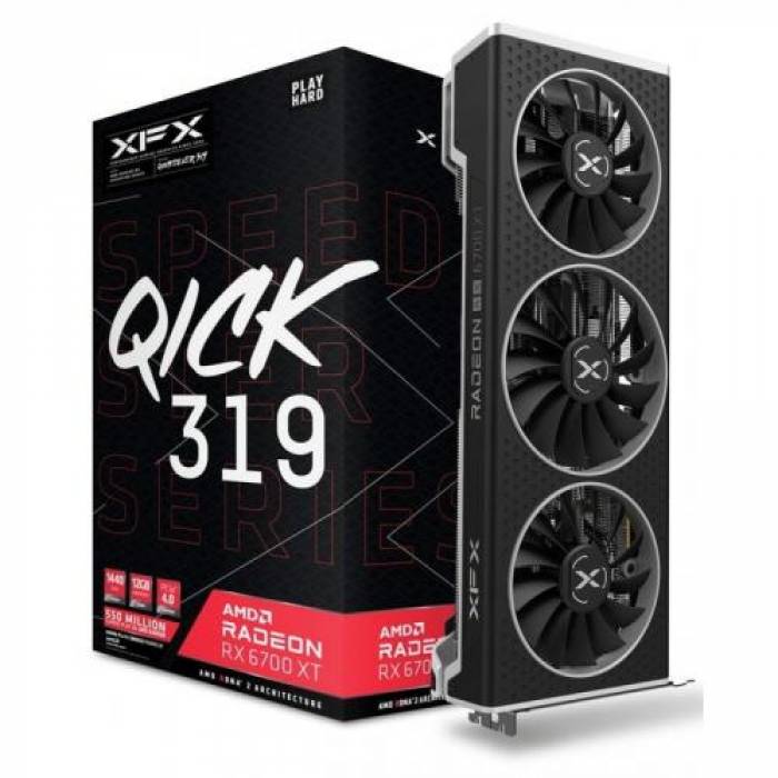 Placa video XFX AMD Radeon RX 6700 XT SPEEDSTER QICK 319 Black 12GB, GDDR6, 1‎92bit