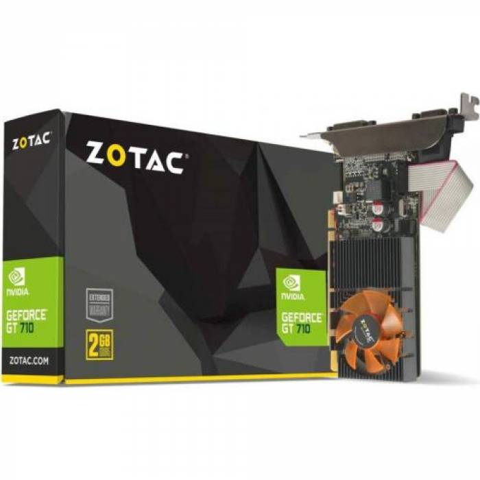 Placa video Zotac nVidia GeForce GT 710 2GB, GDDR3, 64bit, Low Profile Bracket