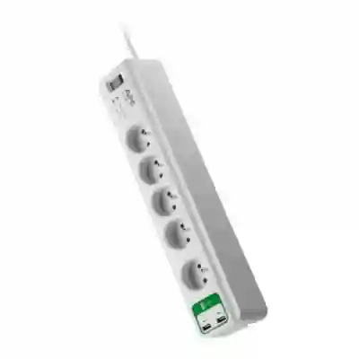 Prelungitor APC Essential SurgeArrest, 5 prize + 2x USB, 1.8m, White