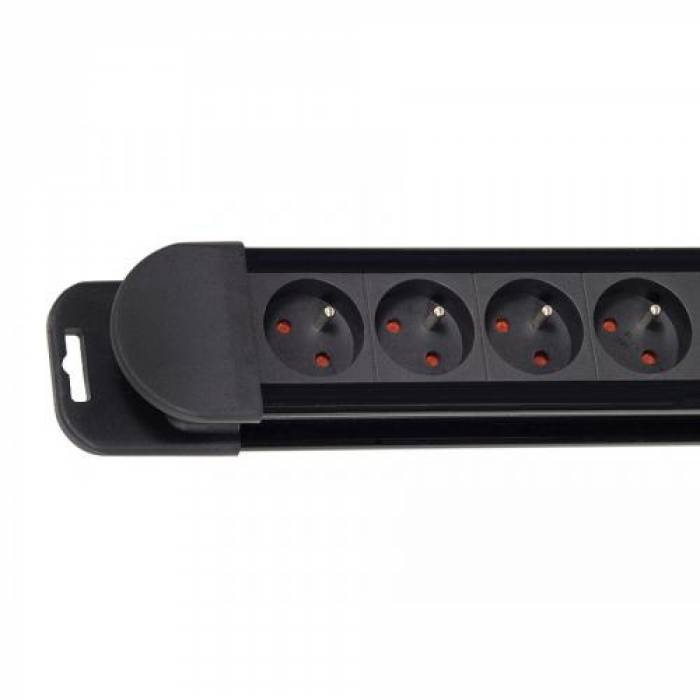 Prelungitor Maclean MCE11, 8x Schuko, 1.5m, Black