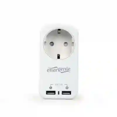 Priza Gembird EG-ACU2-01-W, 2x USB, 1x Schuko, White