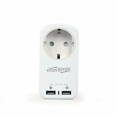 Priza Gembird EG-ACU2-01-W, 2x USB, 1x Schuko, White