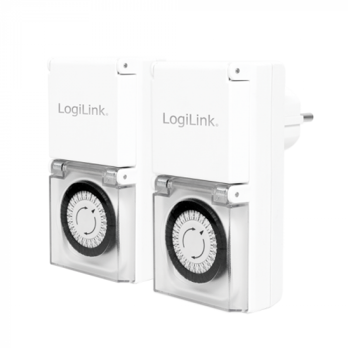 Priza inteligenta Logilink ET0006A, 1x priza Schuko, 2 pack, White