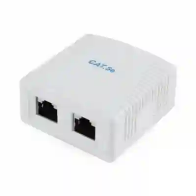 Priza retea Gembird, 2x RJ-45, FTP, CAT5E, White