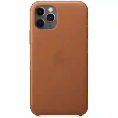 Protectie pentru spate Apple Leather Case pentru iPhone 11 Pro Max, Brown