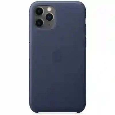 Protectie pentru spate Apple Leather Case pentru iPhone 11 Pro, Midnight Blue