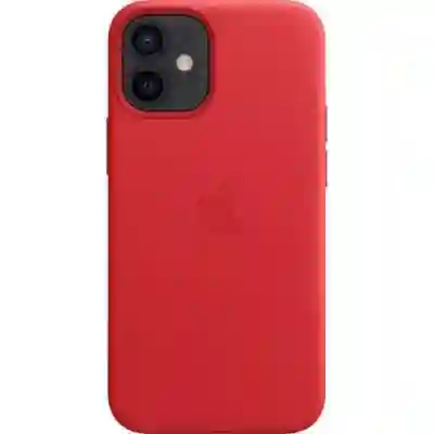 Protectie pentru spate Apple MagSafe Leather pentru iPhone 12 mini, Red