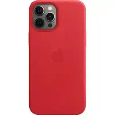 Protectie pentru spate Apple MagSafe Leather pentru iPhone 12 Pro Max, Red