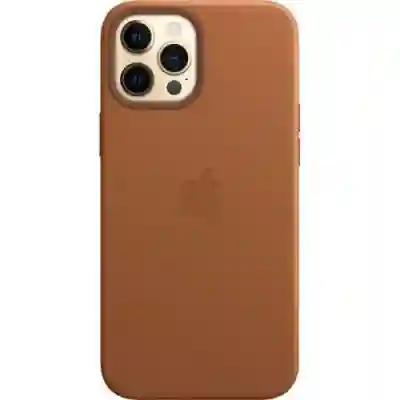 Protectie pentru spate Apple MagSafe Leather pentru iPhone 12 Pro Max, Saddle Brown