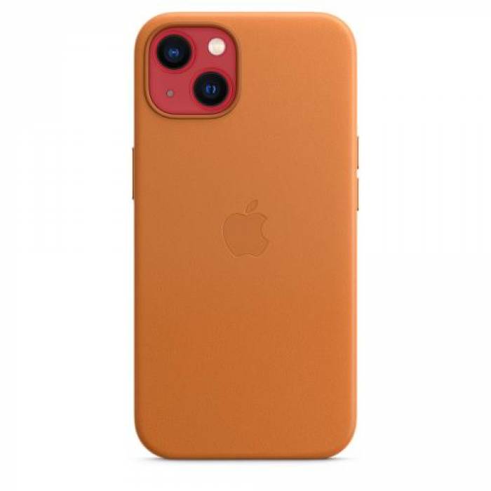 Protectie pentru spate Apple MagSafe Leather pentru iPhone 13, Golden Brown