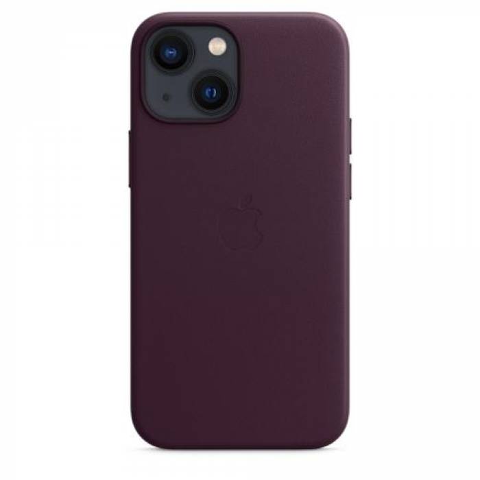 Protectie pentru spate Apple MagSafe Leather pentru iPhone 13 mini, Dark Cherry