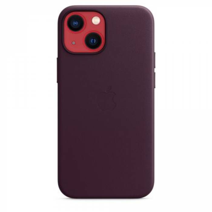 Protectie pentru spate Apple MagSafe Leather pentru iPhone 13 mini, Dark Cherry
