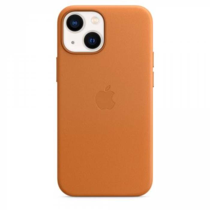 Protectie pentru spate Apple MagSafe Leather pentru iPhone 13 mini, Golden Brown