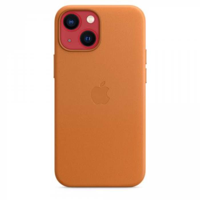 Protectie pentru spate Apple MagSafe Leather pentru iPhone 13 mini, Golden Brown