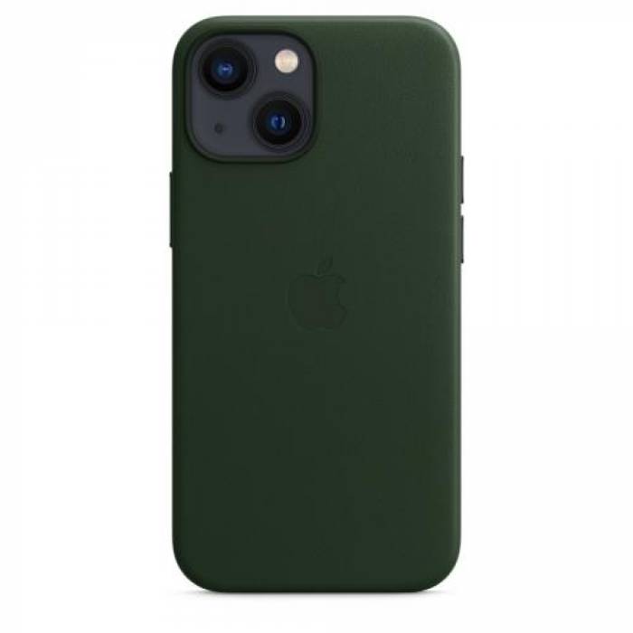 Protectie pentru spate Apple MagSafe Leather pentru iPhone 13 mini, Sequoia Green