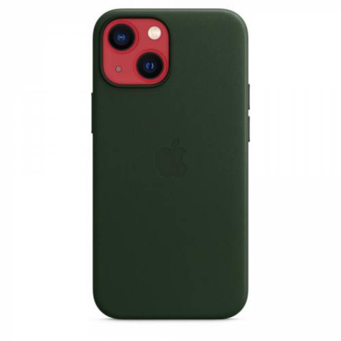 Protectie pentru spate Apple MagSafe Leather pentru iPhone 13 mini, Sequoia Green