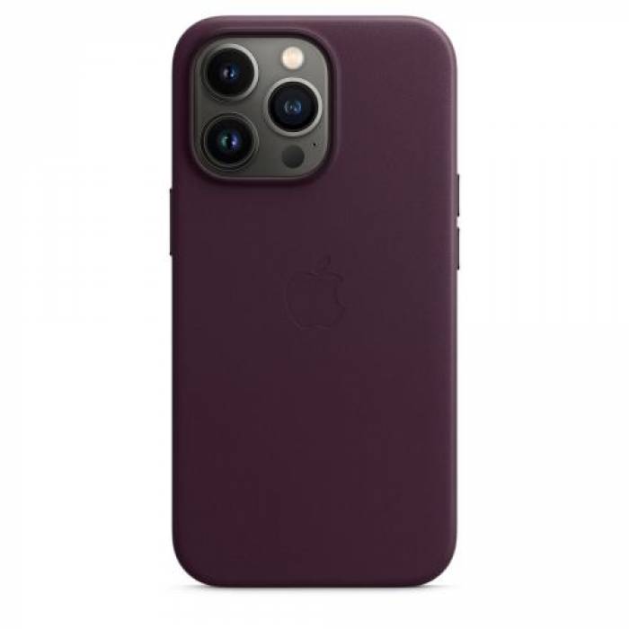 Protectie pentru spate Apple MagSafe Leather pentru iPhone 13 Pro, Dark Cherry