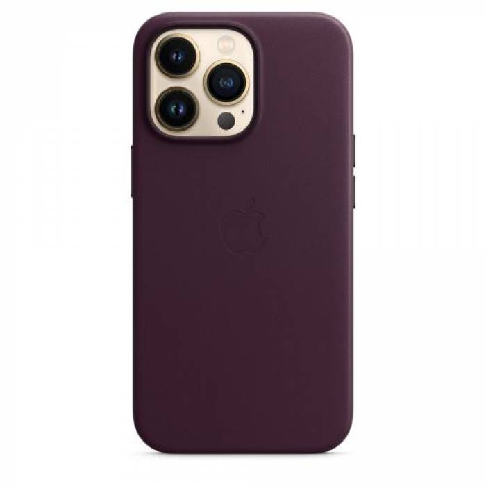 Protectie pentru spate Apple MagSafe Leather pentru iPhone 13 Pro, Dark Cherry